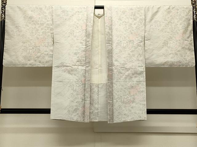 平和屋着物＃本場大島紬　白大島　羽織　草花丸間道　正絹　逸品　未使用　CABJ5292in
