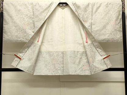 平和屋着物＃本場大島紬　白大島　羽織　草花丸間道　正絹　逸品　未使用　CABJ5292in
