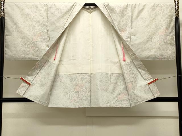 平和屋着物＃本場大島紬　白大島　羽織　草花丸間道　正絹　逸品　未使用　CABJ5292in