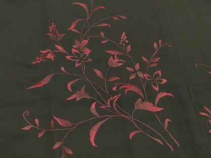 平和屋着物＃羽織　総刺繍　枝花文　黒地　正絹　逸品　CABJ5294in