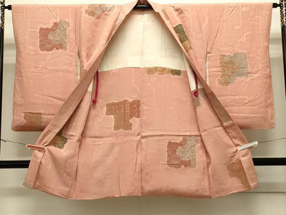 平和屋着物＃長羽織　寿光織　吉祥草花文　金銀糸　正絹　逸品　CABJ5299in
