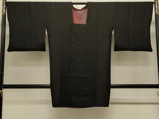 平和屋着物＃道行コート　リバーシブル　斜線文　暈し染め　黒地　ロング丈　正絹　逸品　CABJ5300in