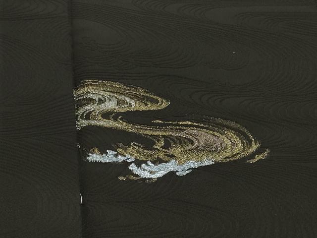平和屋着物＃羽織　寿光織　立波文　黒地　金銀糸　正絹　逸品　CABJ5307in