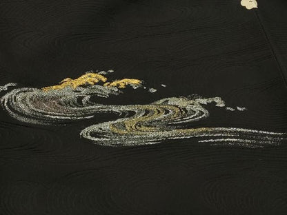 平和屋着物＃羽織　寿光織　立波文　黒地　金銀糸　正絹　逸品　CABJ5307in