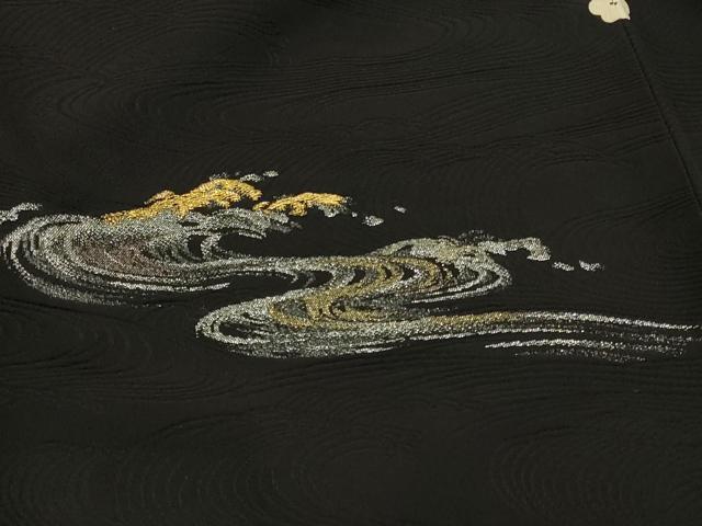 平和屋着物＃羽織　寿光織　立波文　黒地　金銀糸　正絹　逸品　CABJ5307in