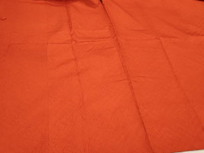 平和屋着物＃道行コート　色無地　七宝地紋　金赤色　正絹　逸品　CABJ5313in