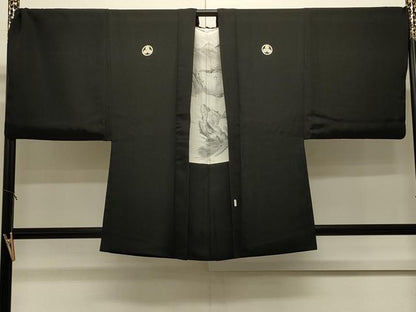 平和屋着物＃男性　羽織　黒紋付き　正絹　逸品　CABJ5318in