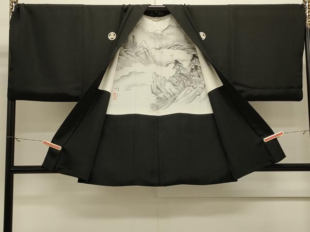 平和屋着物＃男性　羽織　黒紋付き　正絹　逸品　CABJ5318in