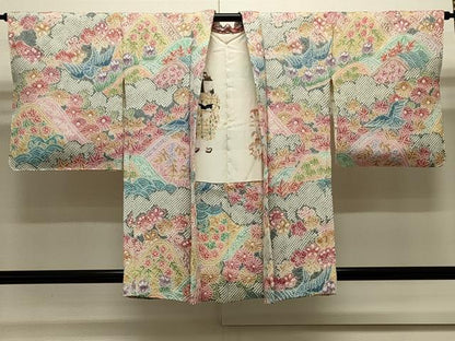 平和屋着物＃名門　藤娘きぬたや・総絞り　羽織　遠山花鳥文　正絹　逸品　CABJ5320in