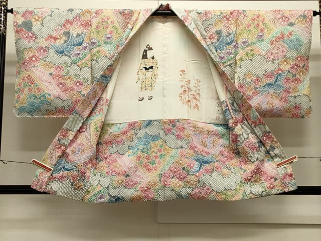 平和屋着物＃名門　藤娘きぬたや・総絞り　羽織　遠山花鳥文　正絹　逸品　CABJ5320in