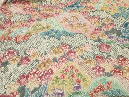 平和屋着物＃名門　藤娘きぬたや・総絞り　羽織　遠山花鳥文　正絹　逸品　CABJ5320in