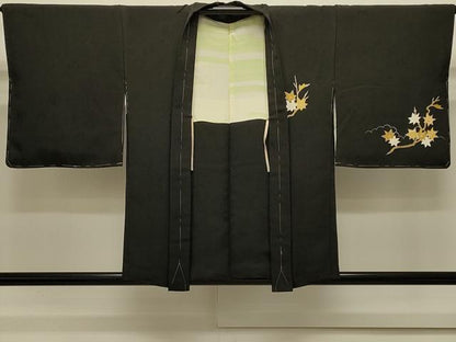 平和屋着物＃羽織　風景文　黒地　正絹　逸品　CABJ5333in