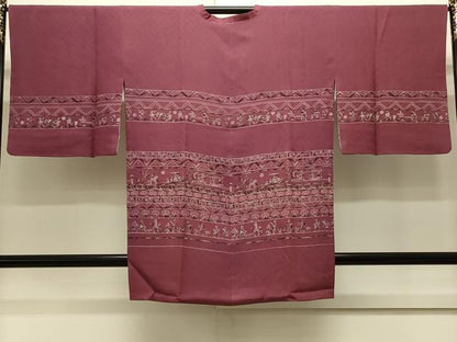 平和屋着物＃道行コート　壁画文様　正絹　逸品　CABJ5336in