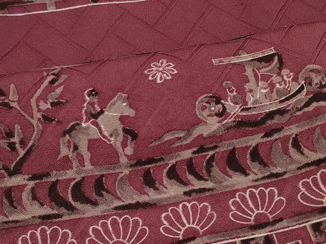 平和屋着物＃道行コート　壁画文様　正絹　逸品　CABJ5336in