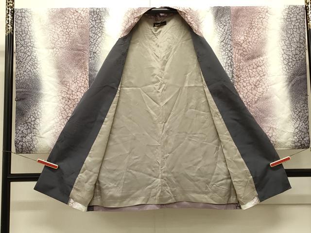 平和屋着物＃アトリエRei　和装コート　石畳文　暈し染め　銀通し地　正絹　逸品　CABJ5338in