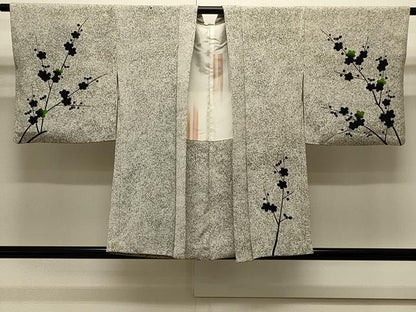 平和屋着物＃羽織　枝梅文　たたき染め　金糸　正絹　逸品　CABJ5345in