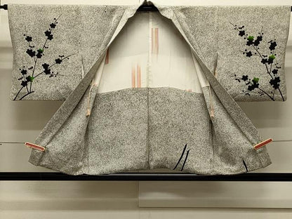 平和屋着物＃羽織　枝梅文　たたき染め　金糸　正絹　逸品　CABJ5345in