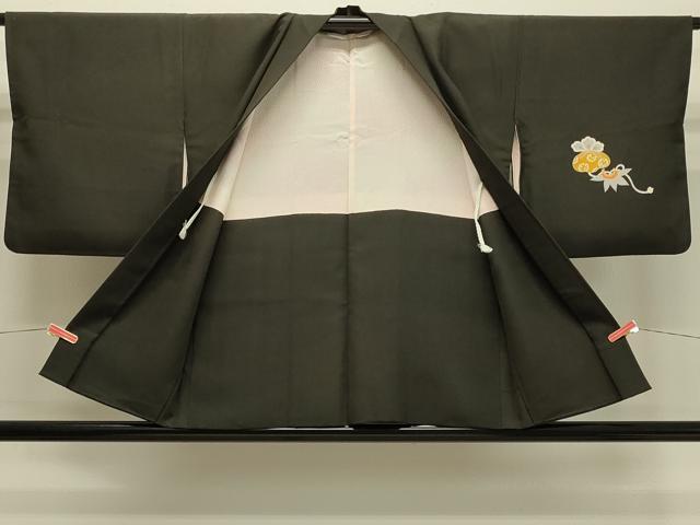 平和屋着物＃羽織　駒刺繍　文箱吉祥文　黒地　正絹　逸品　CABJ5359in