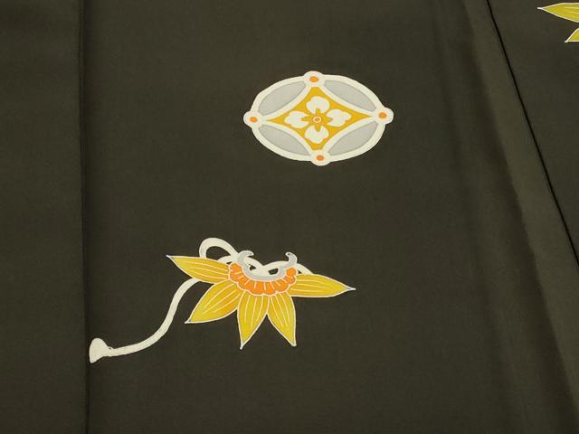 平和屋着物＃羽織　駒刺繍　文箱吉祥文　黒地　正絹　逸品　CABJ5359in