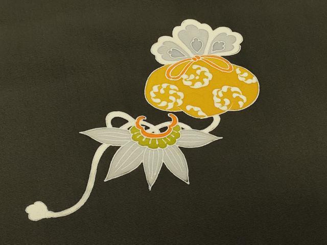 平和屋着物＃羽織　駒刺繍　文箱吉祥文　黒地　正絹　逸品　CABJ5359in