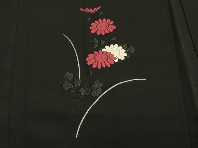 平和屋着物＃羽織　総刺繍　枝花文　黒地　正絹　逸品　CABJ5361in