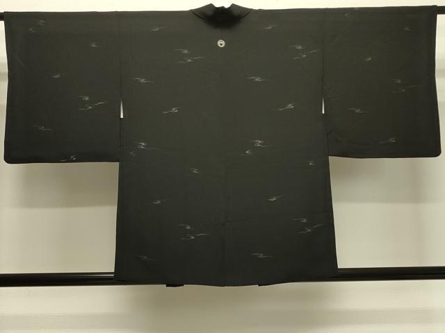 平和屋着物＃羽織　寿光織　流水文　黒地　金糸　正絹　逸品　CABJ5362in