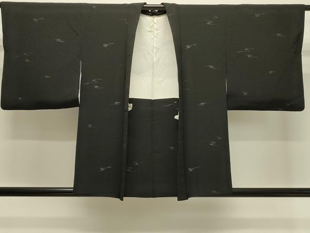 平和屋着物＃羽織　寿光織　流水文　黒地　金糸　正絹　逸品　CABJ5362in