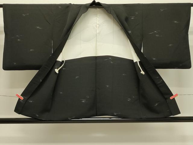 平和屋着物＃羽織　寿光織　流水文　黒地　金糸　正絹　逸品　CABJ5362in