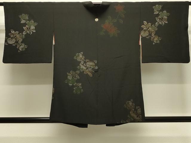 平和屋着物＃羽織　寿光織　枝橘文　黒地　金銀糸　正絹　逸品　CABJ5364in