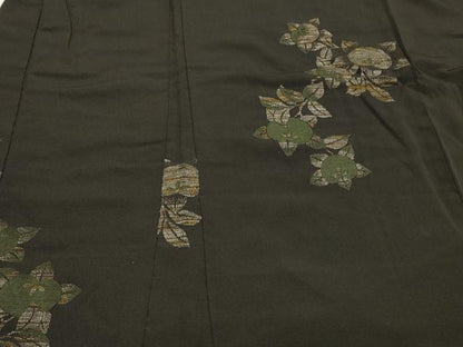 平和屋着物＃羽織　寿光織　枝橘文　黒地　金銀糸　正絹　逸品　CABJ5364in