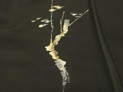 平和屋着物＃羽織　刺繍　草木文　黒地　正絹　逸品　CABJ5365in