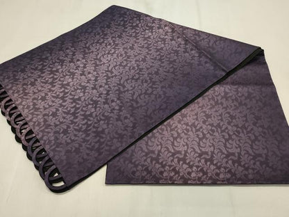 平和屋着物＃道行コート　リバーシブル　草花文　黒地　ショール付き　ロング丈　正絹　逸品　未使用　CABJ5368in