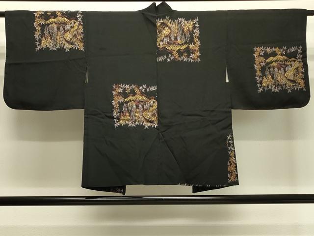 平和屋着物＃羽織　寿光織　風景文　黒地　金銀糸　正絹　逸品　CABJ5377in