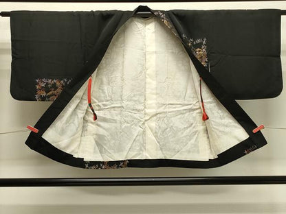 平和屋着物＃羽織　寿光織　風景文　黒地　金銀糸　正絹　逸品　CABJ5377in