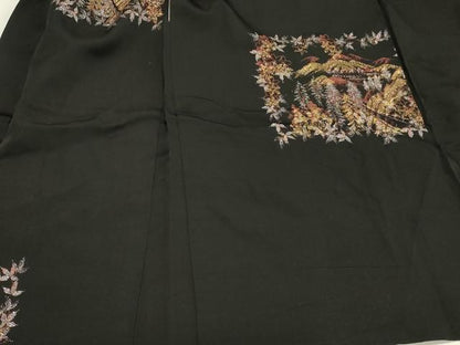 平和屋着物＃羽織　寿光織　風景文　黒地　金銀糸　正絹　逸品　CABJ5377in