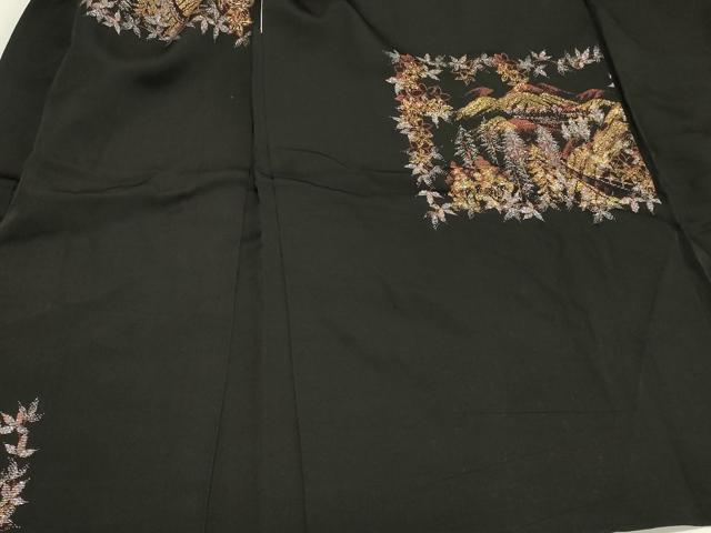 平和屋着物＃羽織　寿光織　風景文　黒地　金銀糸　正絹　逸品　CABJ5377in