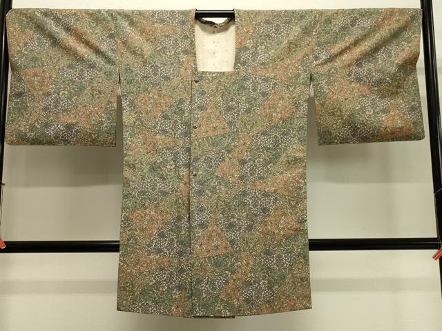 平和屋着物＃道行コート　切嵌更紗花文　ロング丈　正絹　逸品　CABJ5379in