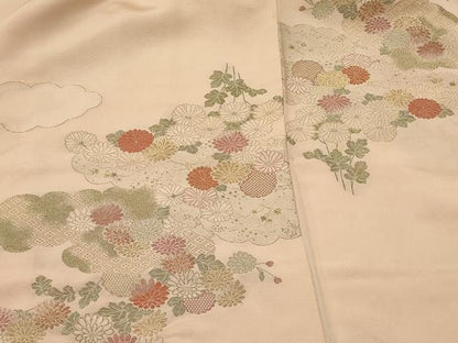 平和屋着物＃羽織　寿光織　雲重ね菊文　金糸　正絹　逸品　CABJ5392in