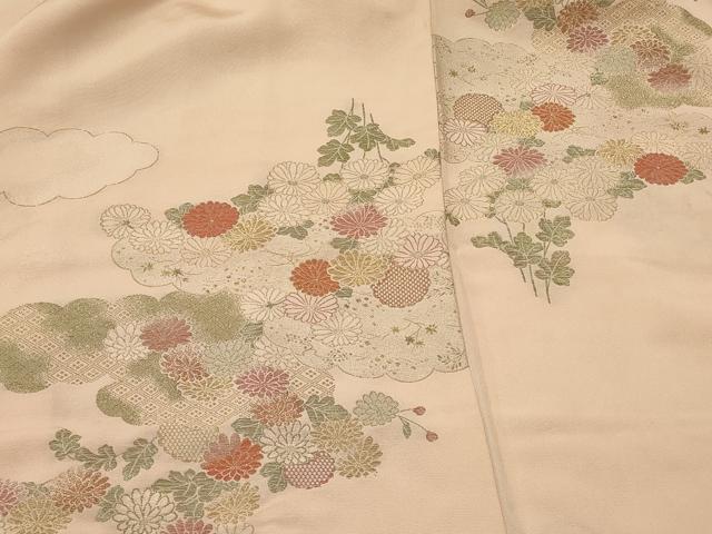 平和屋着物＃羽織　寿光織　雲重ね菊文　金糸　正絹　逸品　CABJ5392in