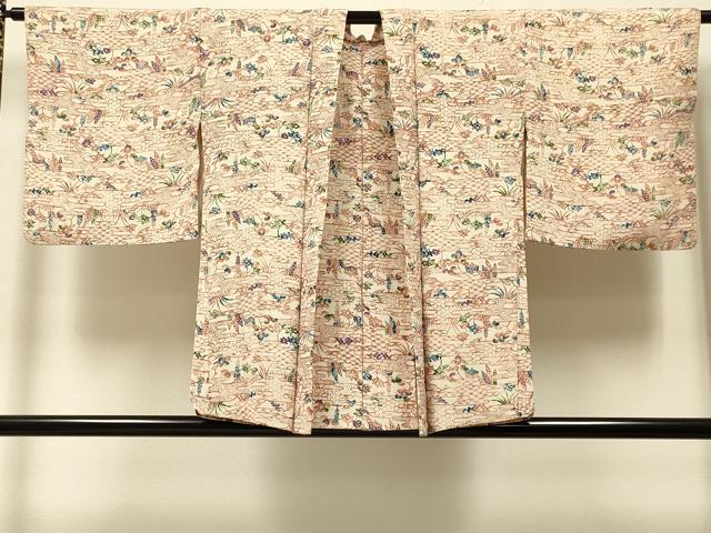 平和屋着物＃羽織　型染め　エ霞風景松文　正絹　逸品　CABJ5394in
