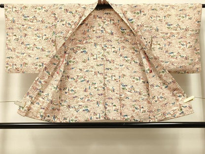 平和屋着物＃羽織　型染め　エ霞風景松文　正絹　逸品　CABJ5394in