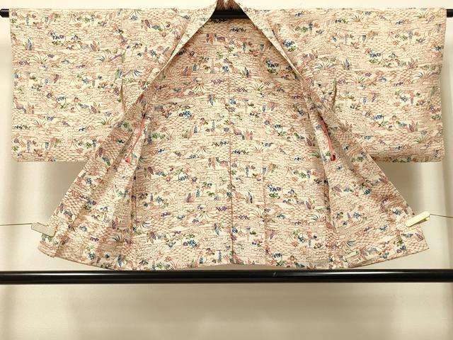平和屋着物＃羽織　型染め　エ霞風景松文　正絹　逸品　CABJ5394in