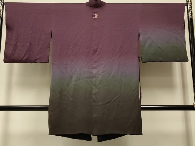 平和屋着物＃道中着　リバーシブル　横段霞文　暈し染め　ロング丈　正絹　逸品　CABJ5397in