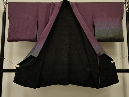 平和屋着物＃道中着　リバーシブル　横段霞文　暈し染め　ロング丈　正絹　逸品　CABJ5397in