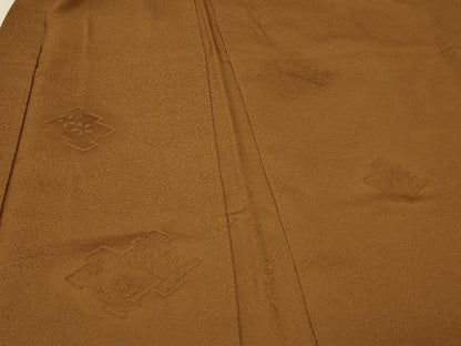 平和屋着物＃羽織　色無地　松皮菱吉祥花地紋　黃唐茶色　正絹　逸品　CABJ5405in