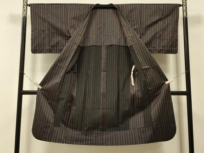 平和屋着物＃道行コート　単衣　縞　ロング丈　正絹　逸品　CABJ5406in
