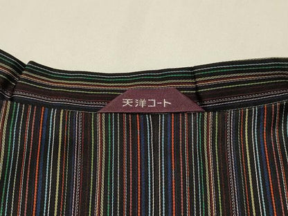 平和屋着物＃道行コート　単衣　縞　ロング丈　正絹　逸品　CABJ5406in