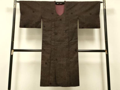 平和屋着物＃道行コート　輪奈ビロード　洋花文　ロング丈　正絹　逸品　CABJ5416in