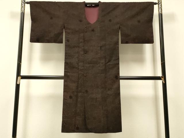 平和屋着物＃道行コート　輪奈ビロード　洋花文　ロング丈　正絹　逸品　CABJ5416in