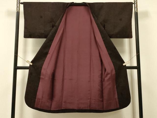 平和屋着物＃道行コート　輪奈ビロード　洋花文　ロング丈　正絹　逸品　CABJ5416in